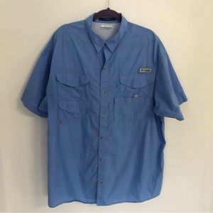COLUMBIA BONEHEAD Men’s Blue Short Sleeve Button Down Shirt Sz XL